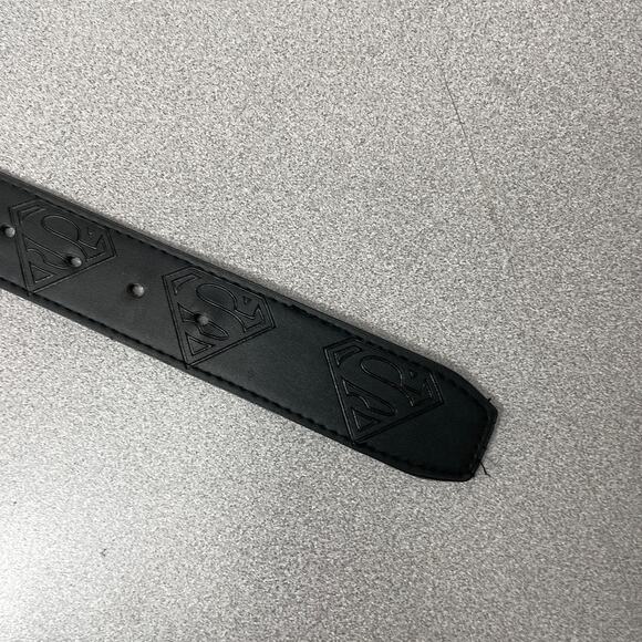 Buckle Down Superman Belt Mens 30 Black Silver Vegan Leather Silver Buckle Logo - Picture 8 of 8